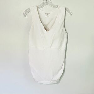 Athleta White Empire Supportive Built in Bra V Neck Tank Top 38DD Like New